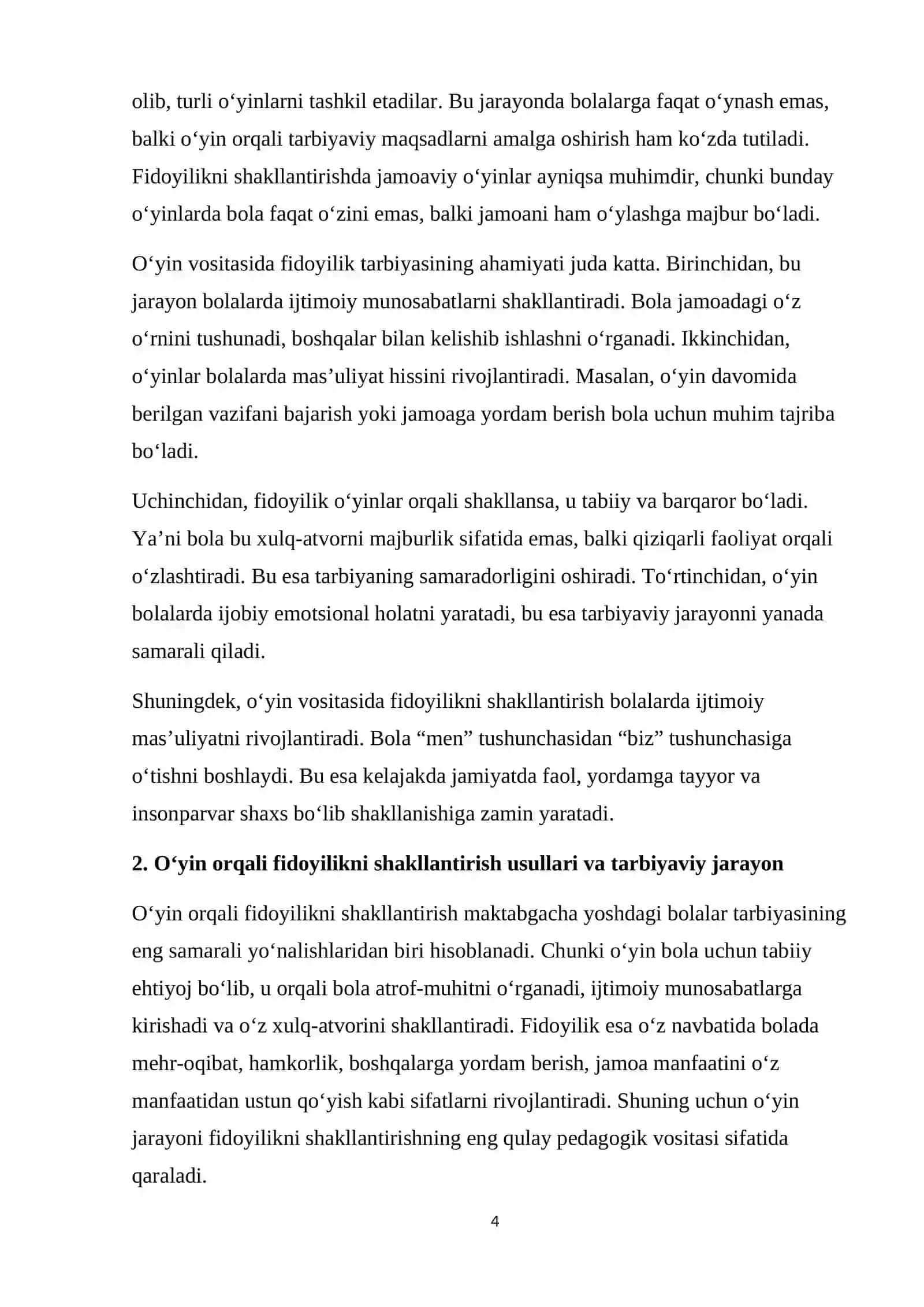 O‘yin vositasida fidoyilik tarbiyasi 4