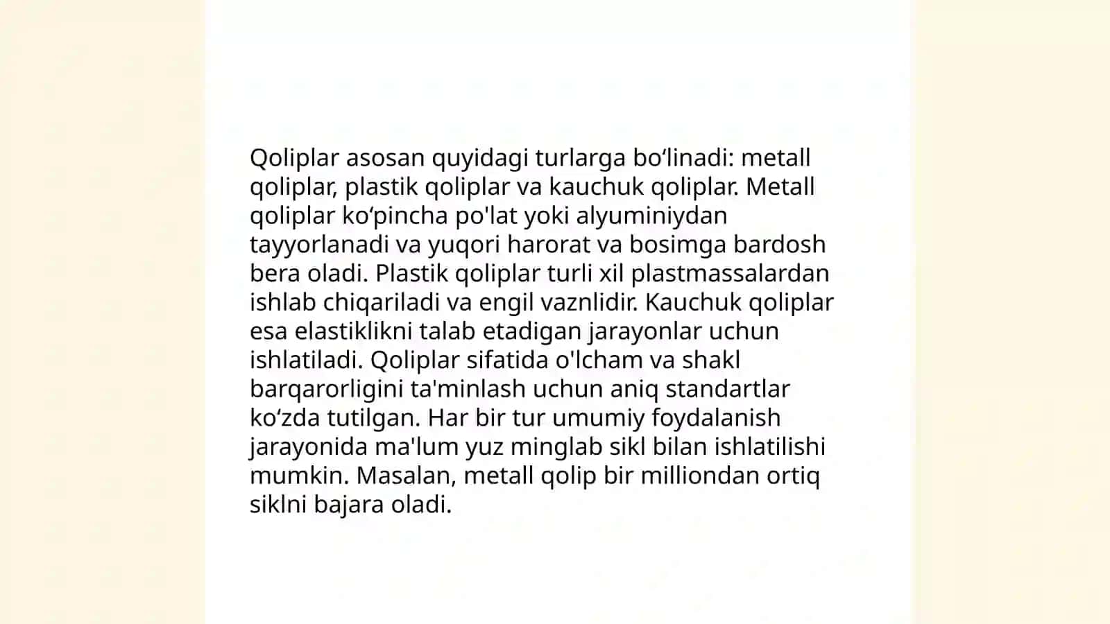 Qolip va hosila mubosabati 4