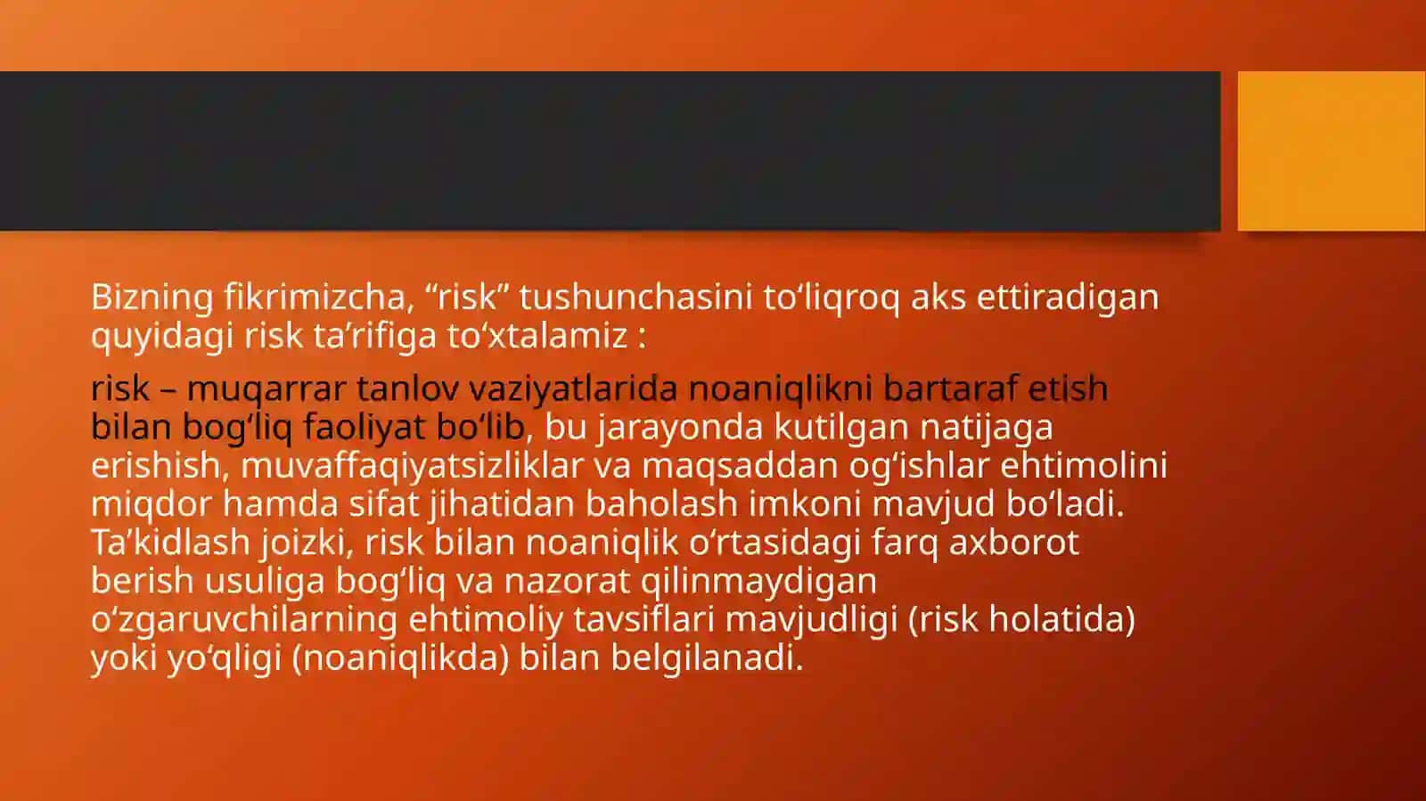 Risk va qaytimning mohiyati 4