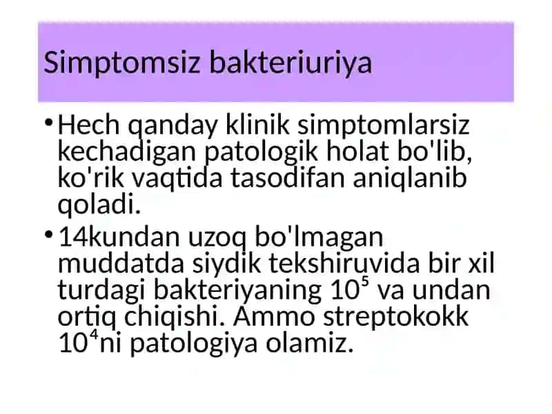 Simptomsiz bakteriuriya 4