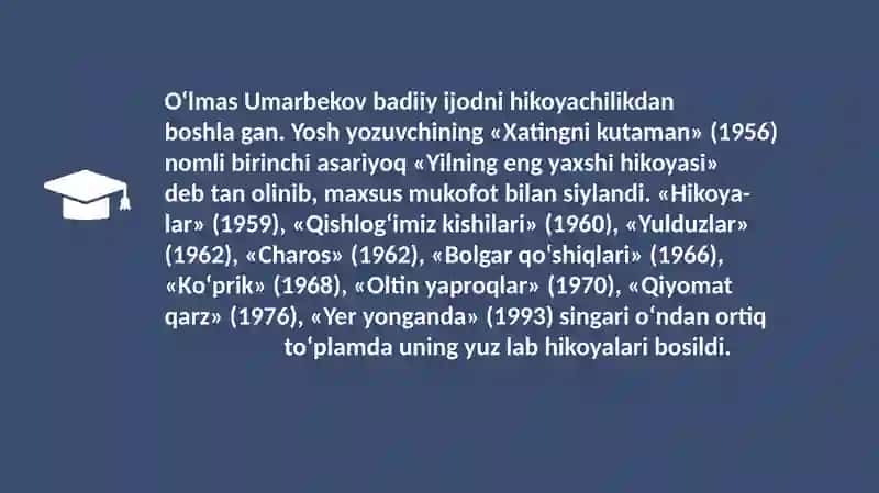 O'lmas Umarbekov asarlari tahlili 4