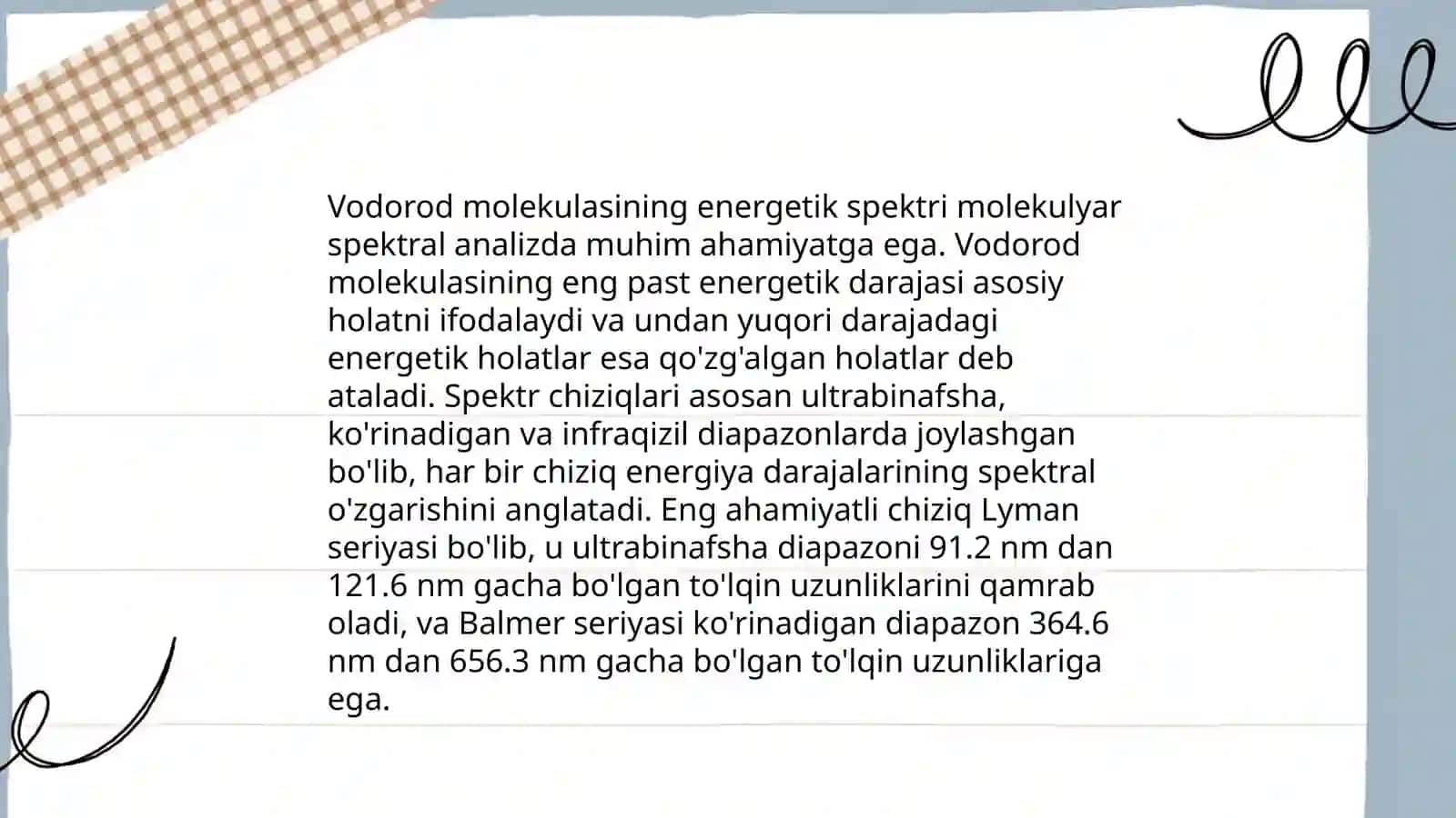 Vodorod molekulasi.Lazerlar va ularning qoʻllanish 4
