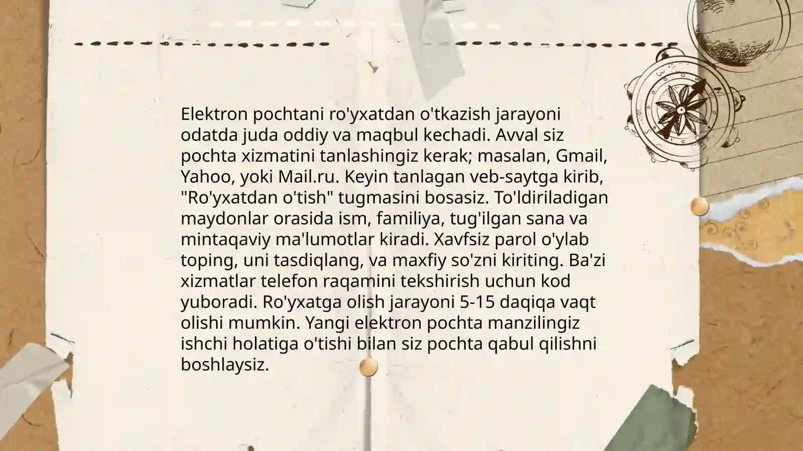 Email pochta yaratish va malumot 4