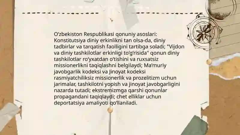 Missionerlik va prolezitizmning Õzbekistonda faoliyat kòrsatishiga taqiqlovchi qonuniy sabablar va oqibatlari 4