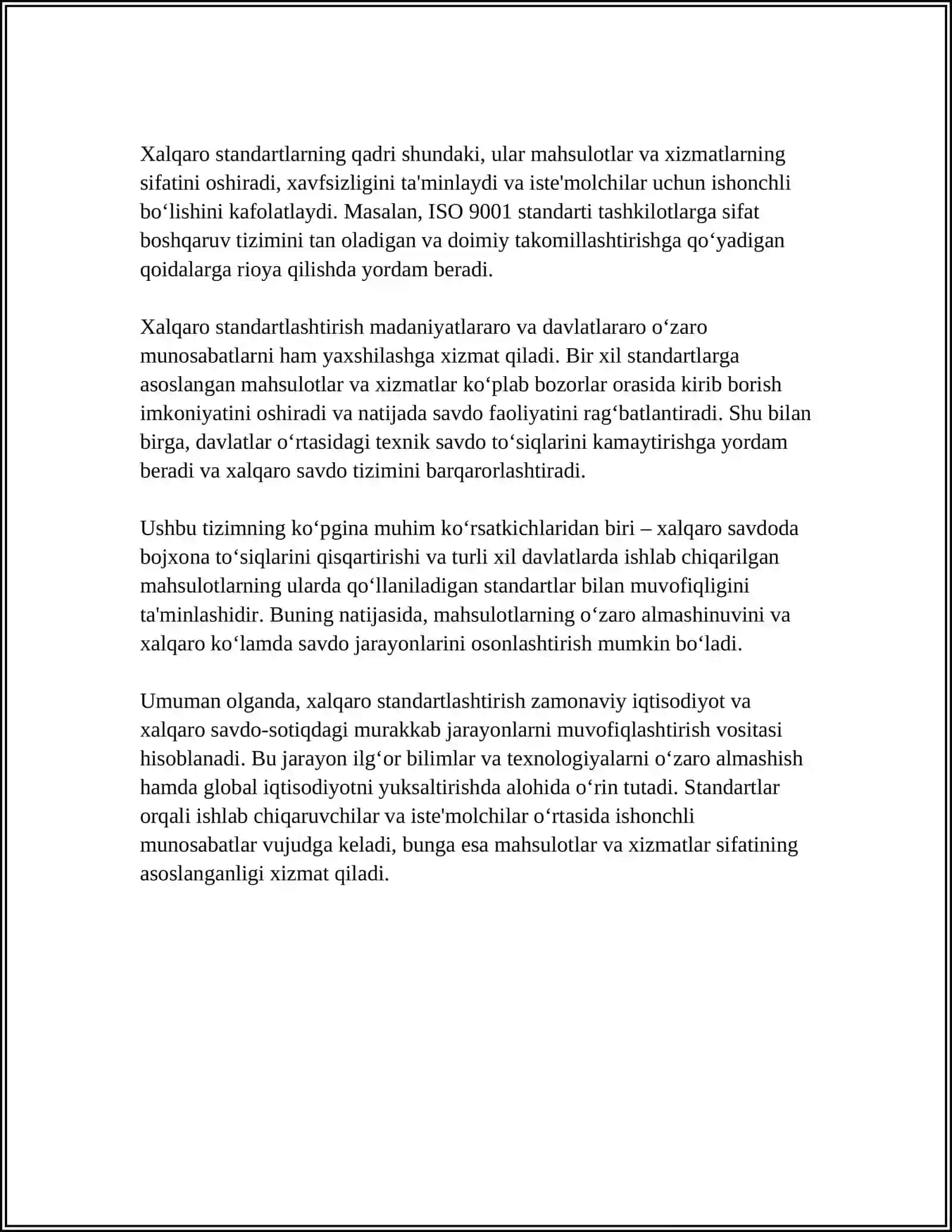 XALQARO STANDARTLASHTIRISH TASHKILOTLARI 4