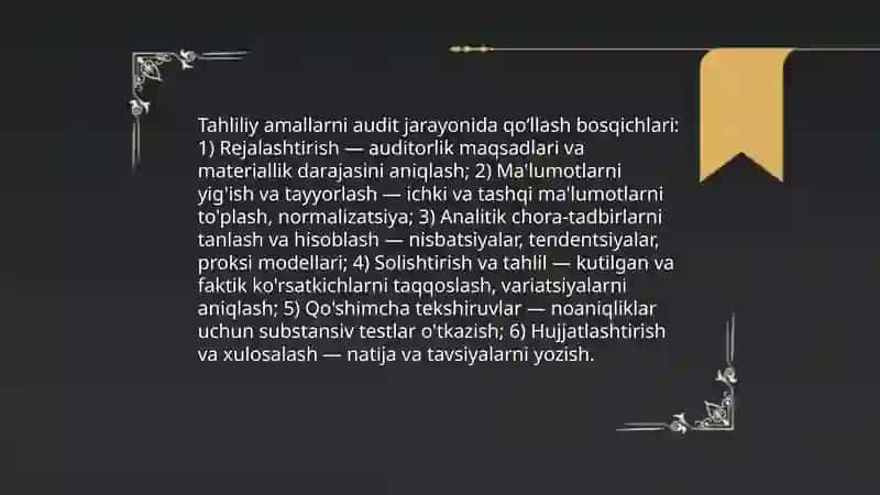Tahliliy amallar va auditorlik 4