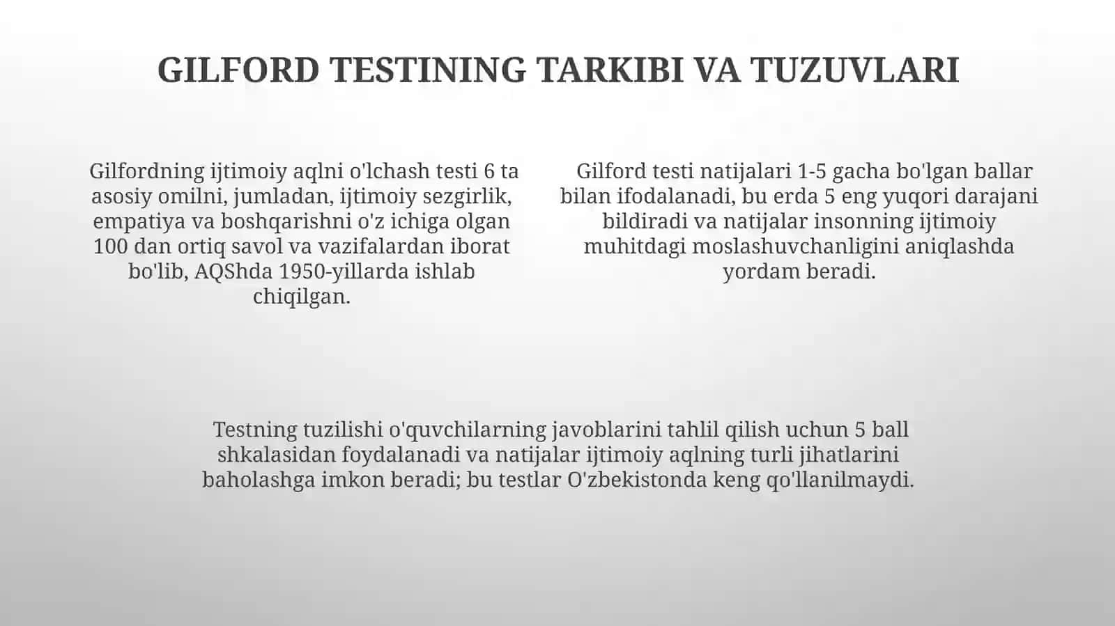 Gilfordning ijtimoiy intellekt testi 4