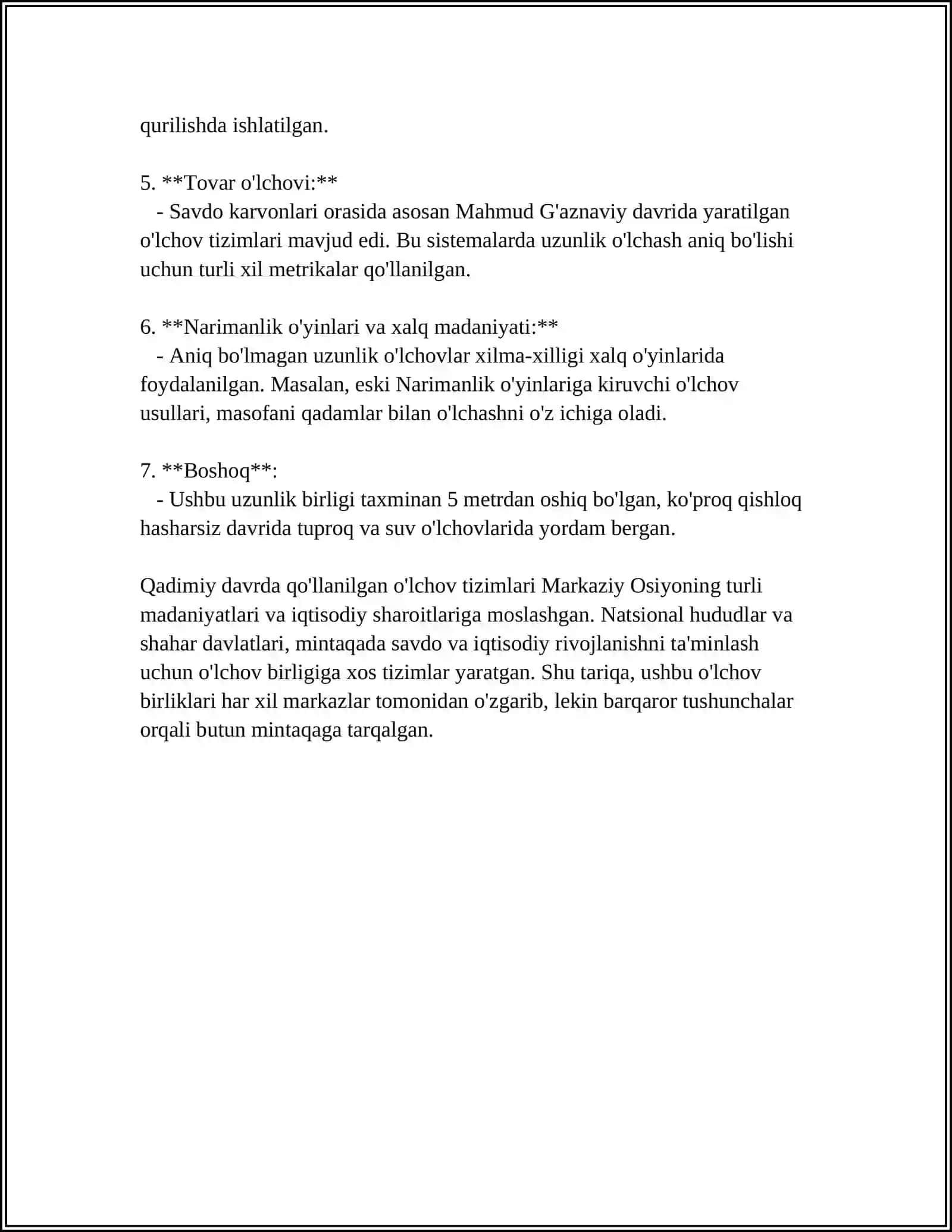 MARKAZIY OSYODAGI QADIMIY OʻLCHOVLAR VA OʻLCHASH BIRLIKLARI 4