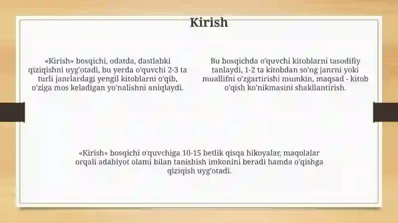Sinfdan tashqari o‘qish bosqichlari 4