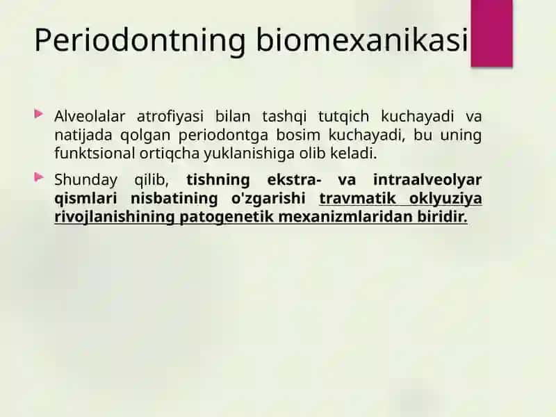 Travmatik oklyuziya. Travmatik oklyuziyaning differentsial diagnostikasi. 4