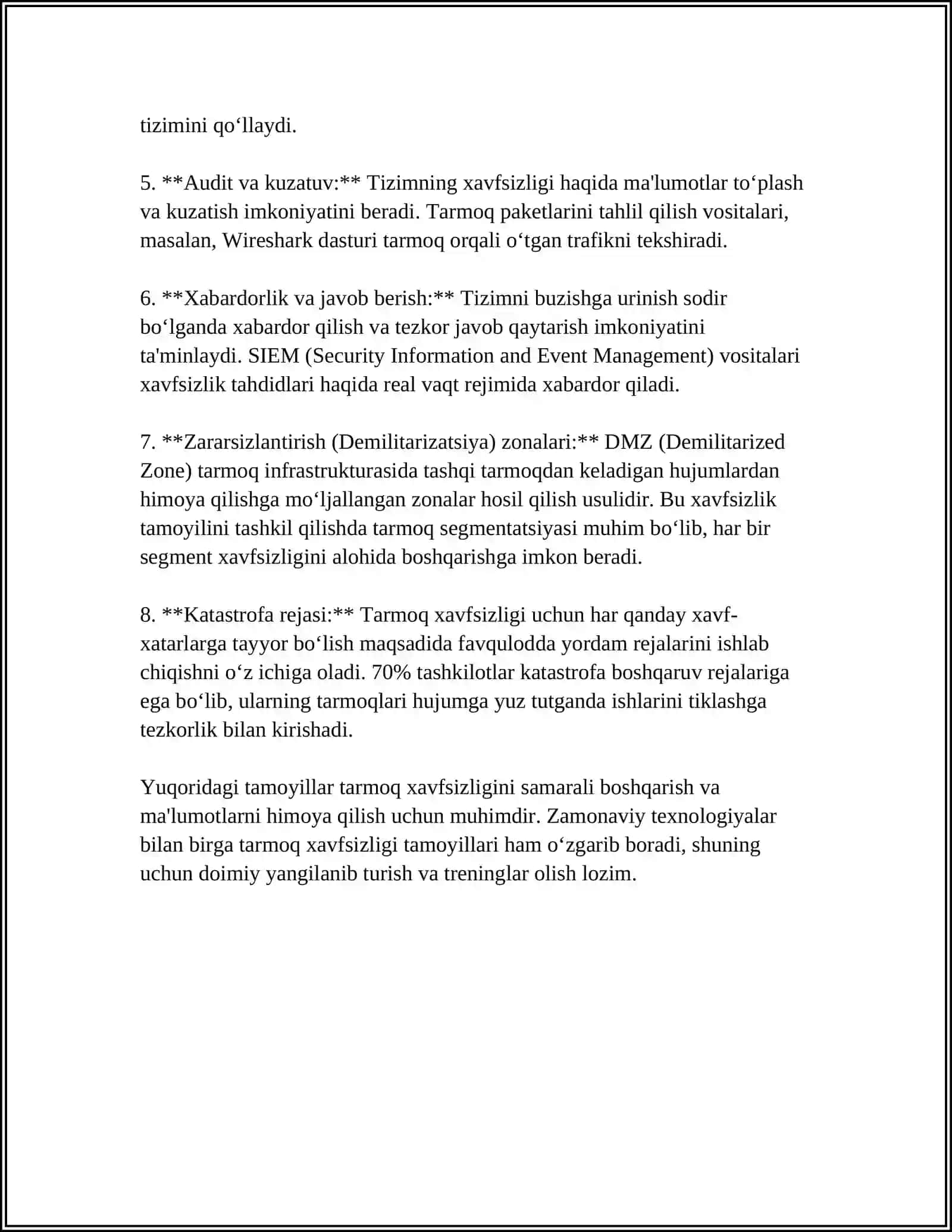 ITS-IPS TIZIMLARI: TARMOQ XAVFSIZLIGINI TA’MINLASH 4