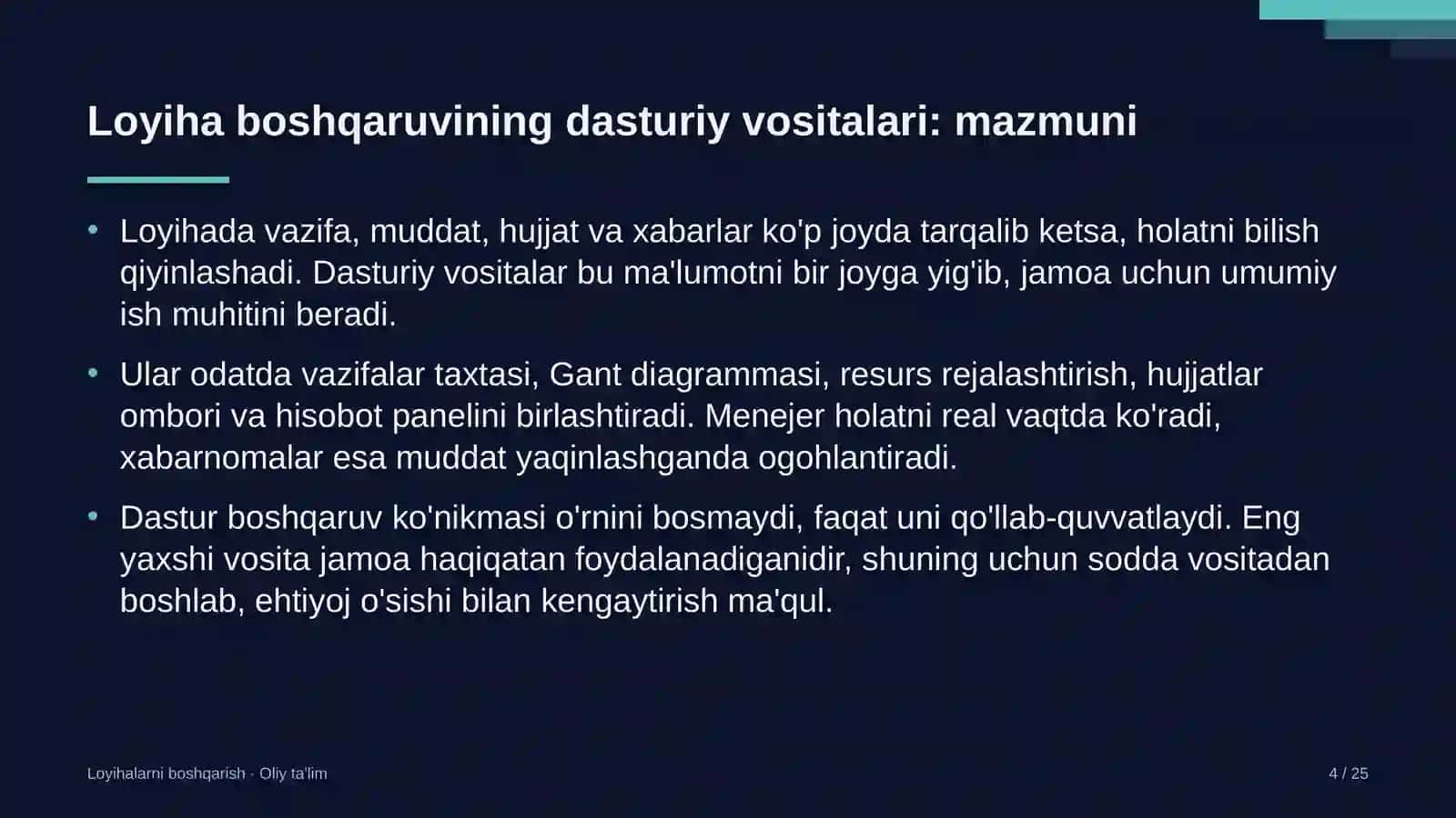 Ko'chatchilik xo'jaliklarida loyiha boshqaruvining dasturiy vositalari 4