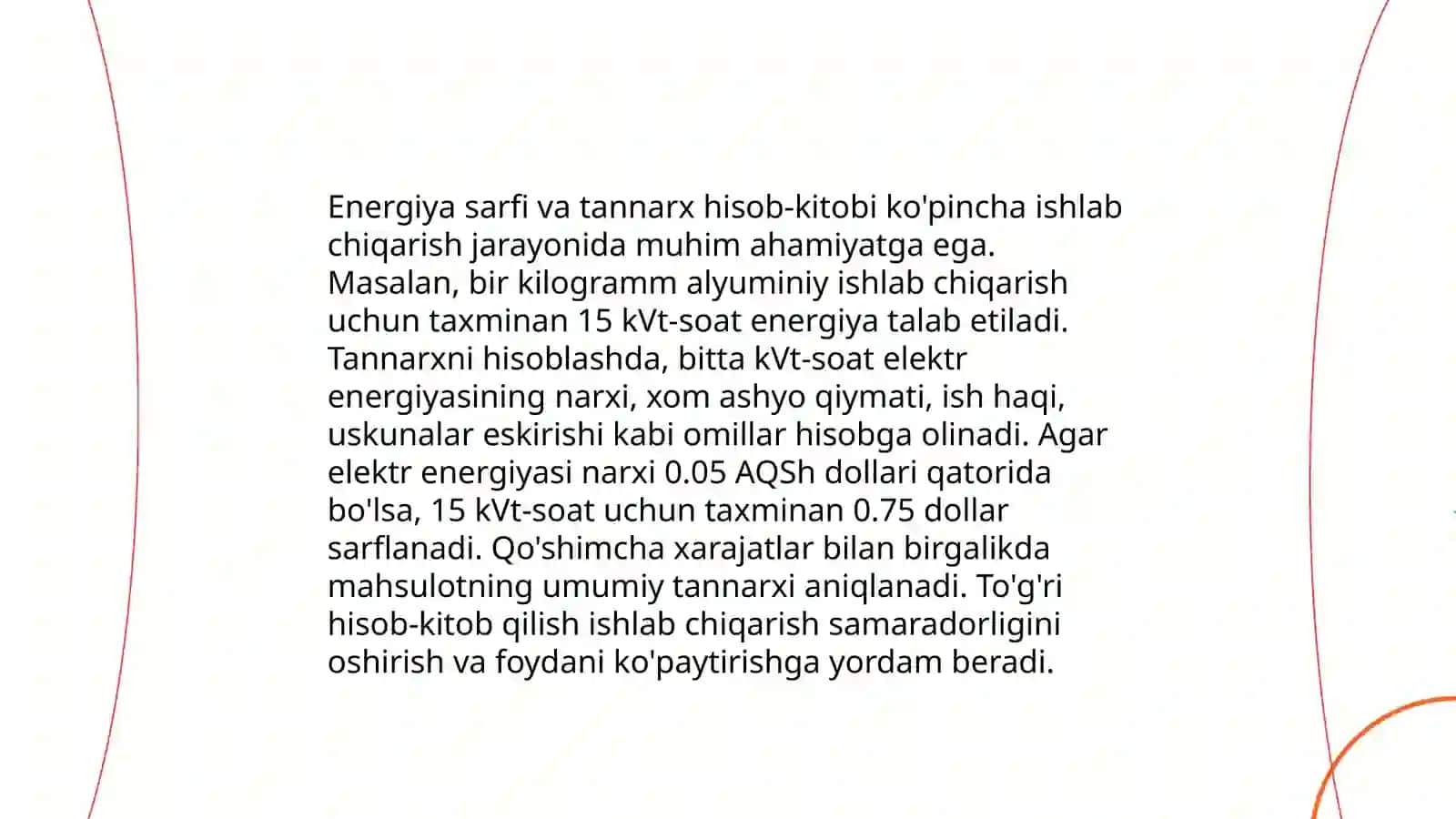 Mahsulot tannarxi va energiya komponenti 4