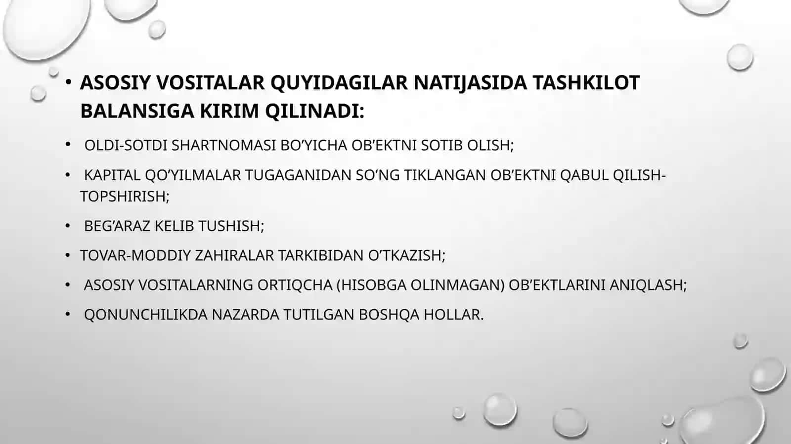 ASOSIY VOSITALARNI KIRIMINI HISOBGA OLISH 4