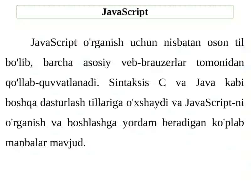 JavaScriptga kirishJavaScriptasoslari 4