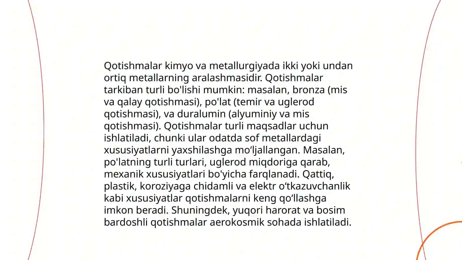 Metallar va qotishmalar mavzusiga doir masalalar yechish 4
