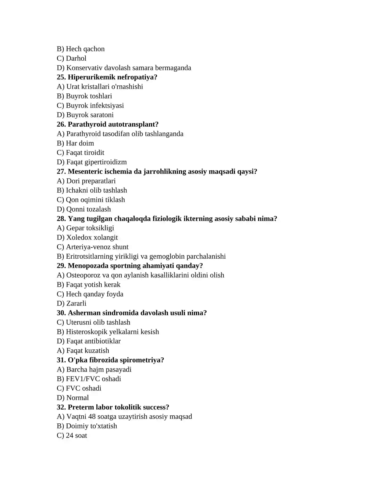 Test savollari tibbiyot 4