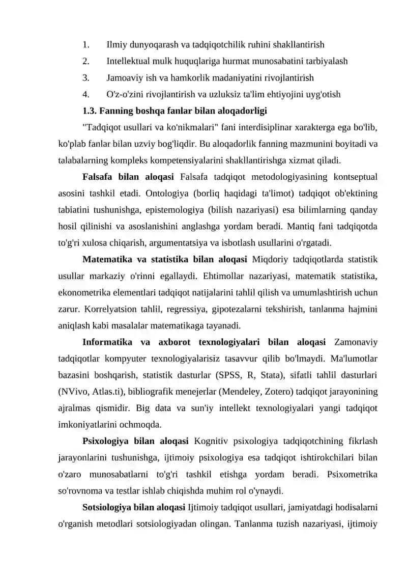 TADQIQOT USULLARI VA KO’NIKMALARI 4