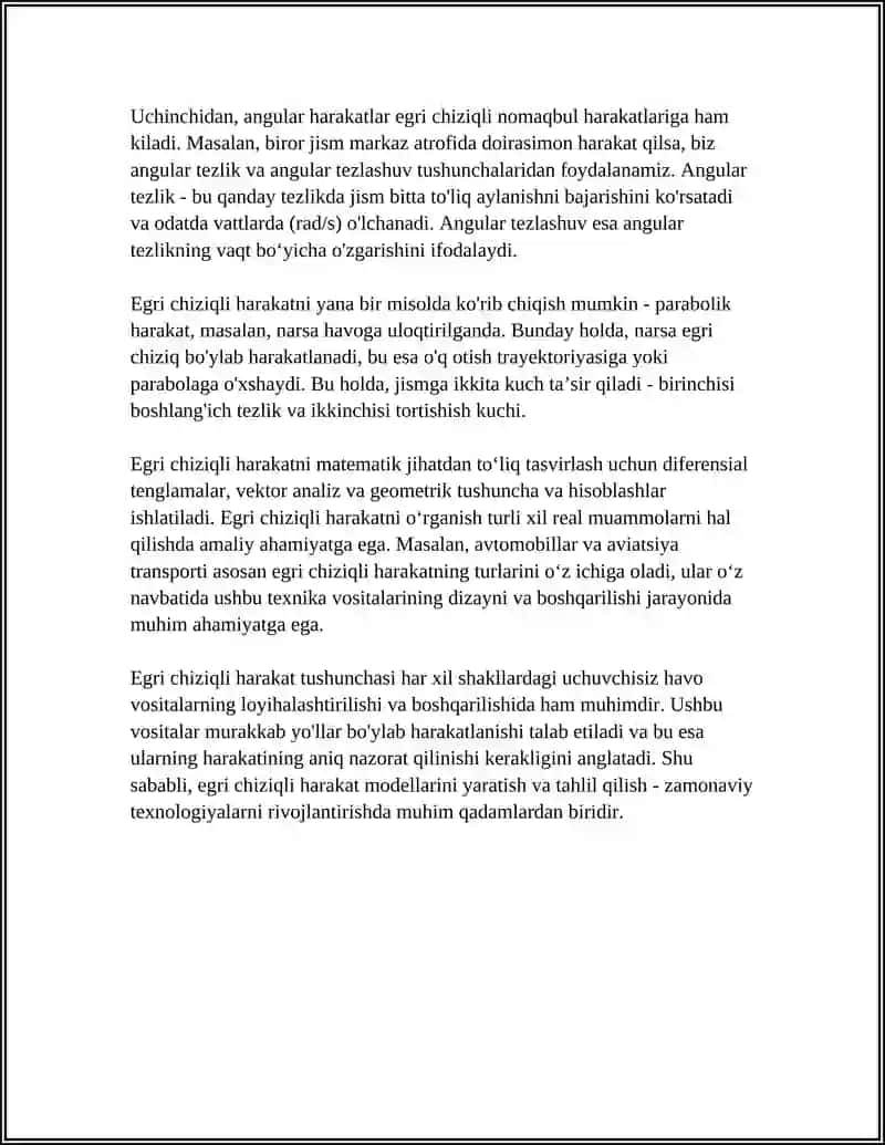 EGRI CHIZIQLI HARAKAT 4