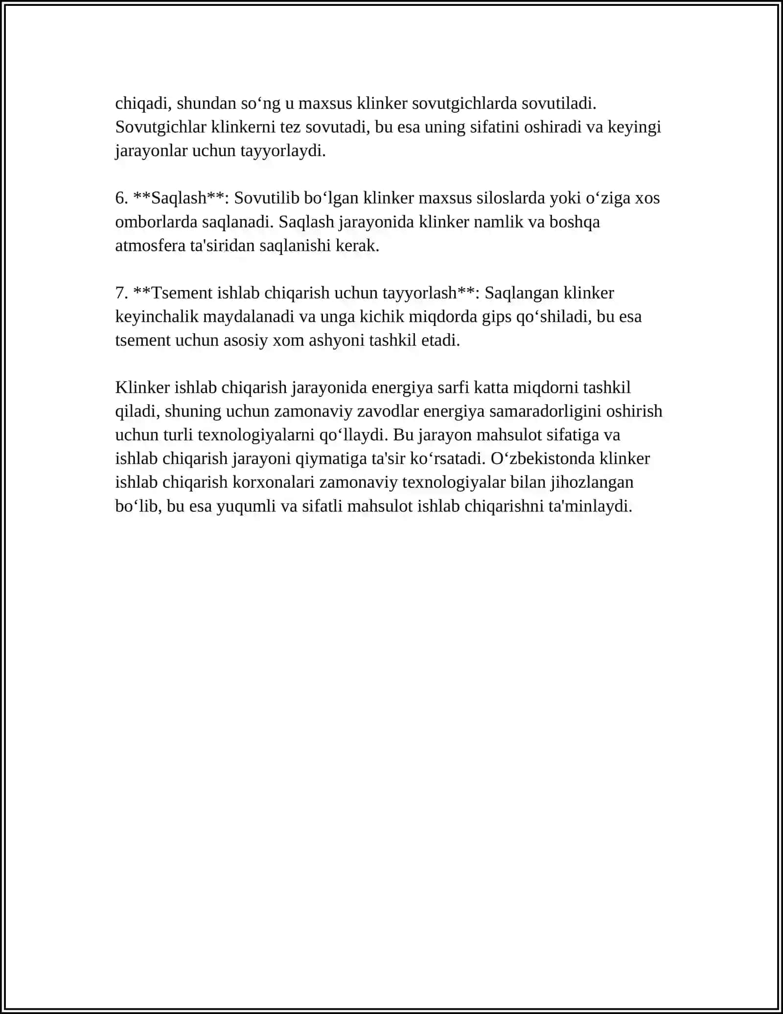 KLINKERNING TAYYORLASH TENALOGIYASI 4
