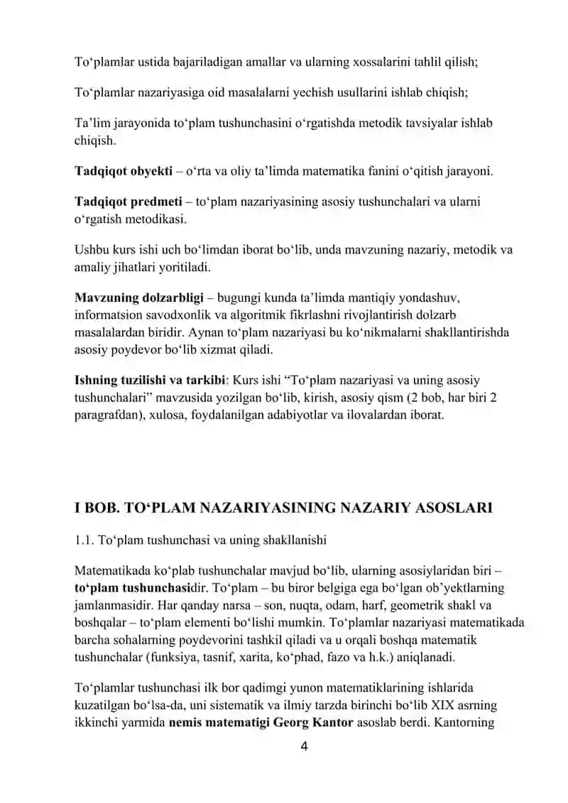TO‘PLAM NAZARIYASINING NAZARIY  VA UNING ASOSIY TUSHUNCHALARI KURS ISHI 4