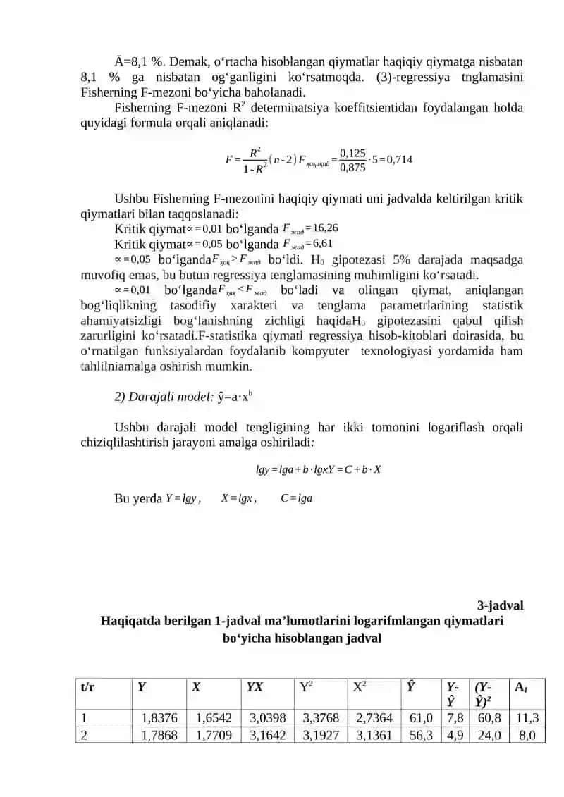 MAVZU. JUFT KORRELYATSION-REGRESSION TAHLIL 4