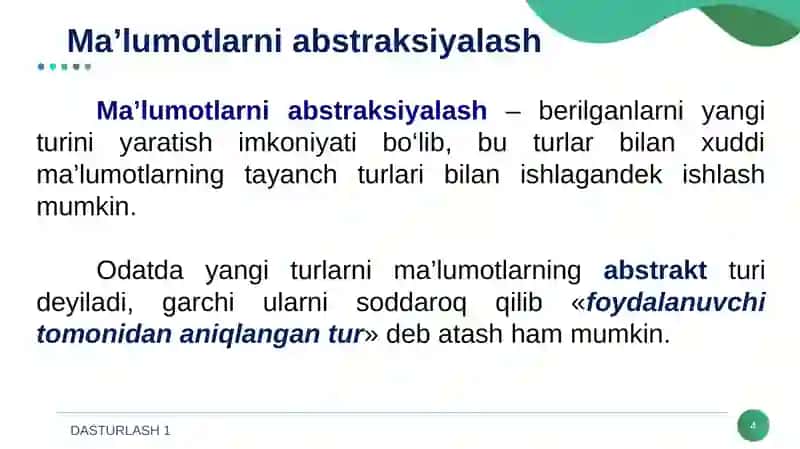 Obyektga yo‘naltirilgan dasturlash 4