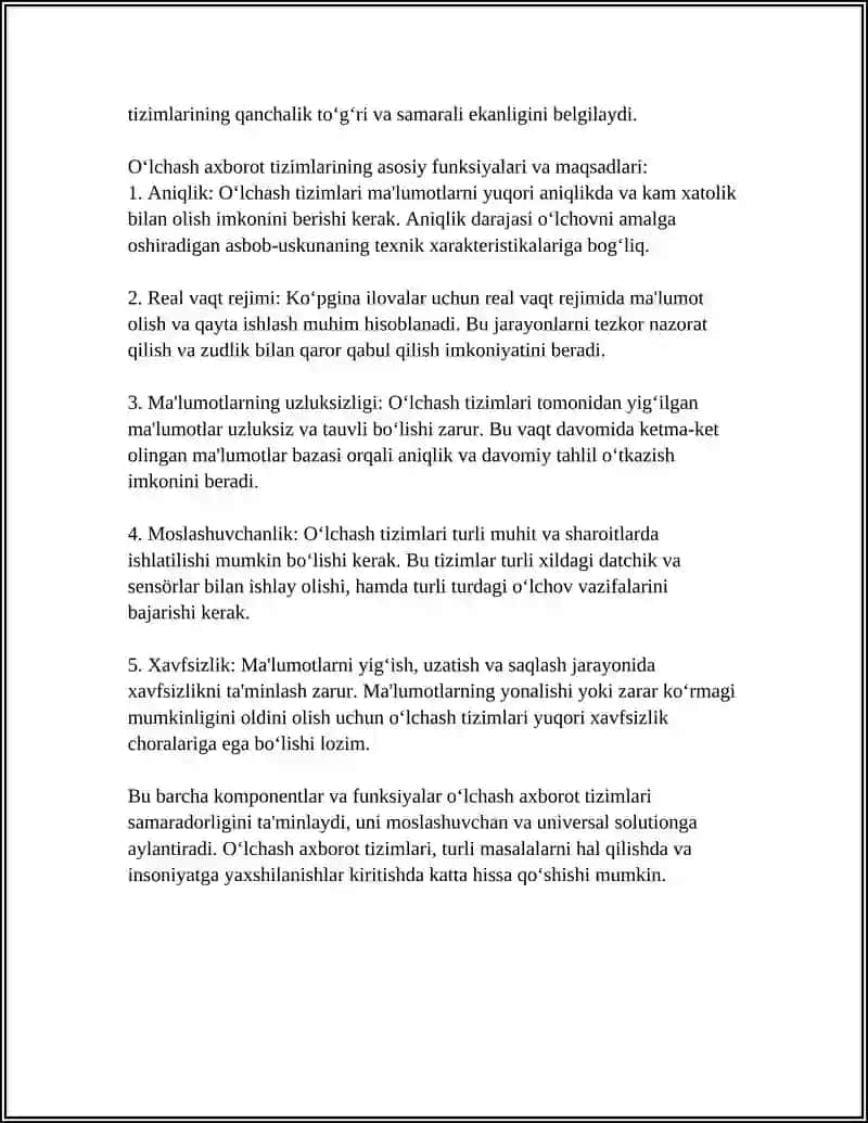O‘LCHASH AXBOROT TIZIMLARI 4