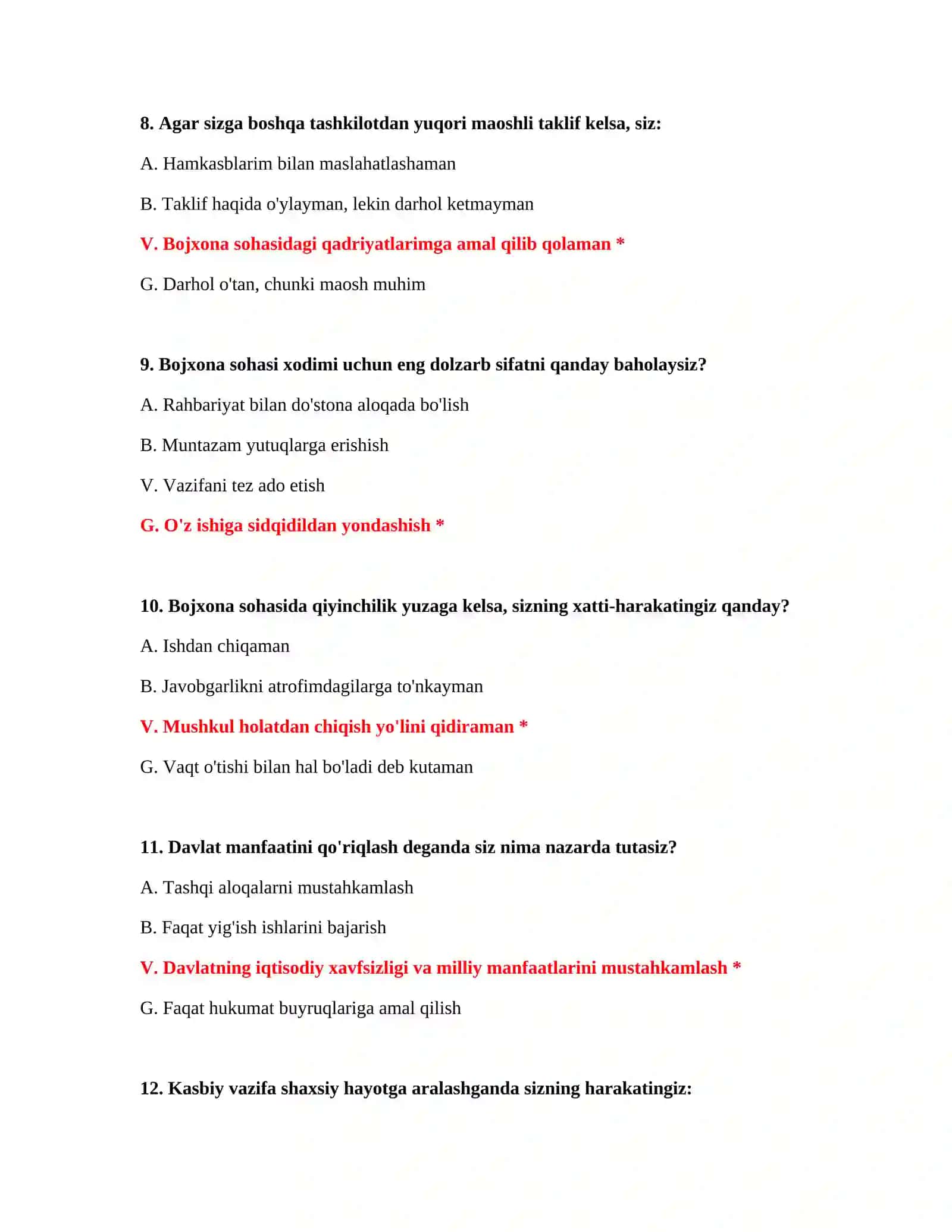 Bojxona ishga kirish 200 ta test 4