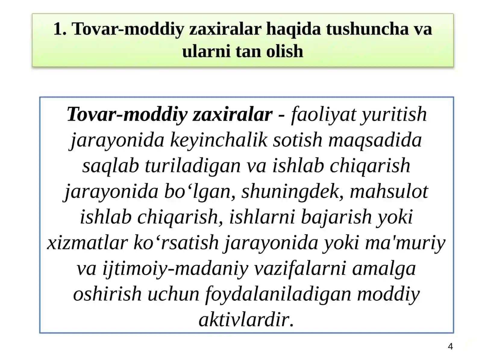 Moddiy harajatlar hisobi 4