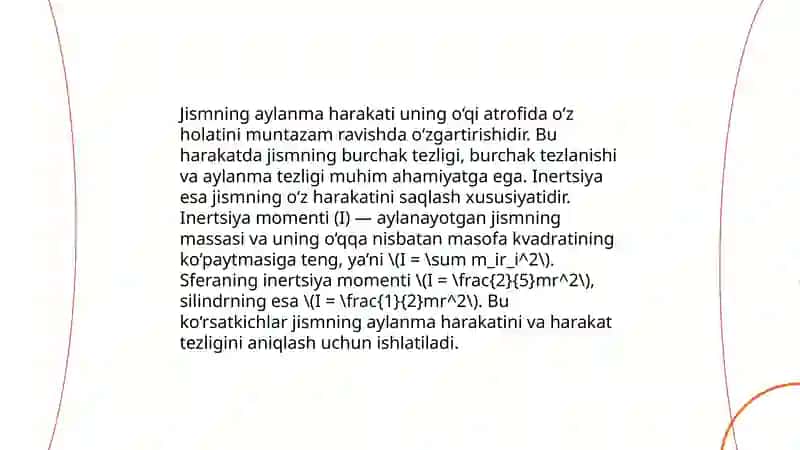 Qattiq jismning inertsiya momentlari 4
