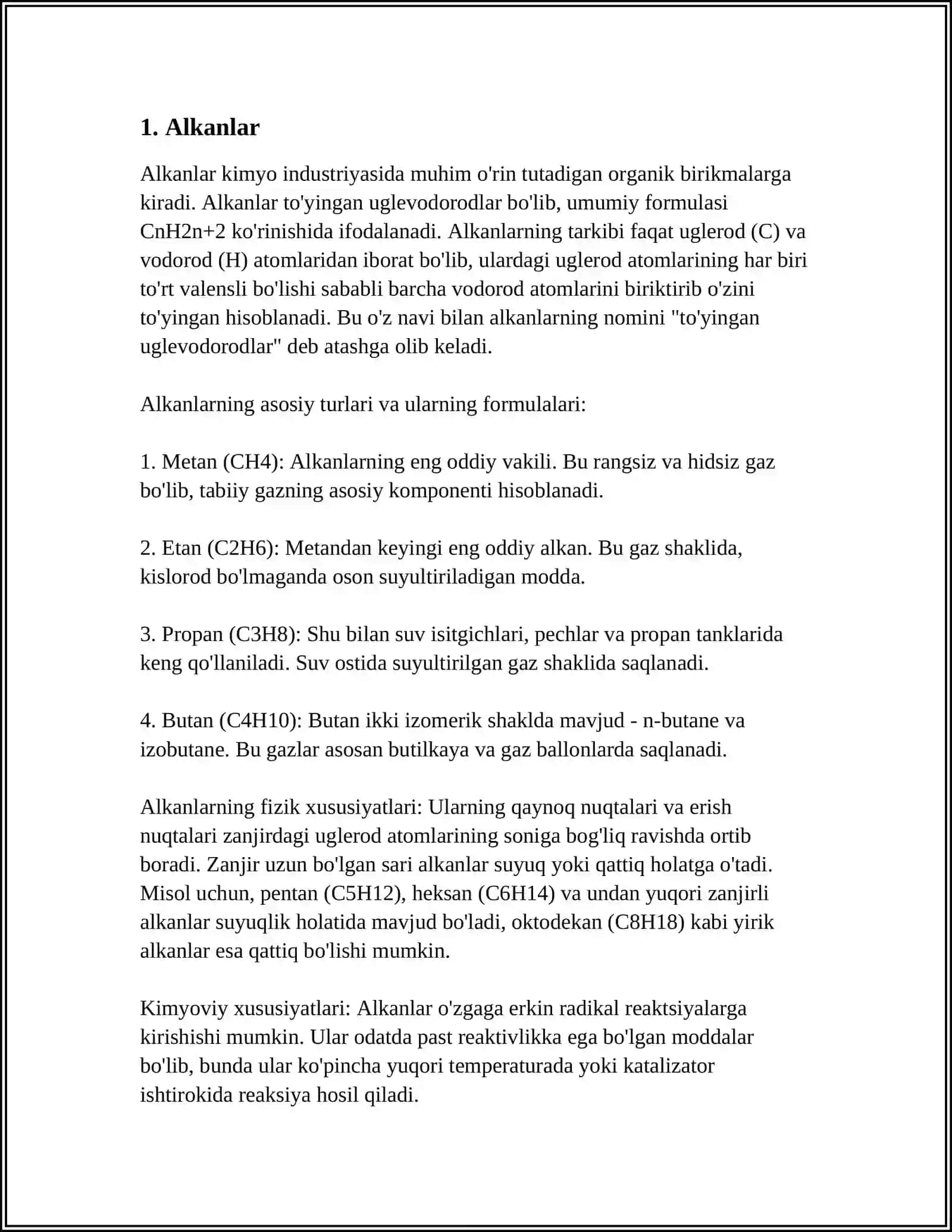 ORGANIK BIRIKMALAR NOMENKLATURASINING ASOSIY PRINSIPI. IUPAC NOMENKLATURASI 4