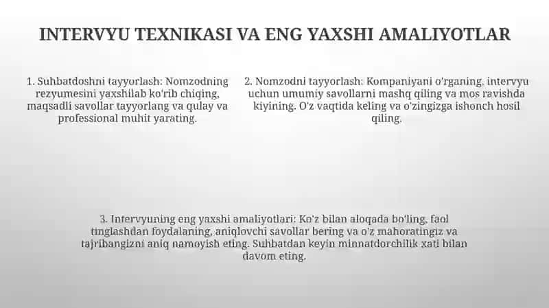 Tabiat Va Inson. “Tabiat” Matni. Intervyu Olish Va Intervyu Berish Qoidalari 4