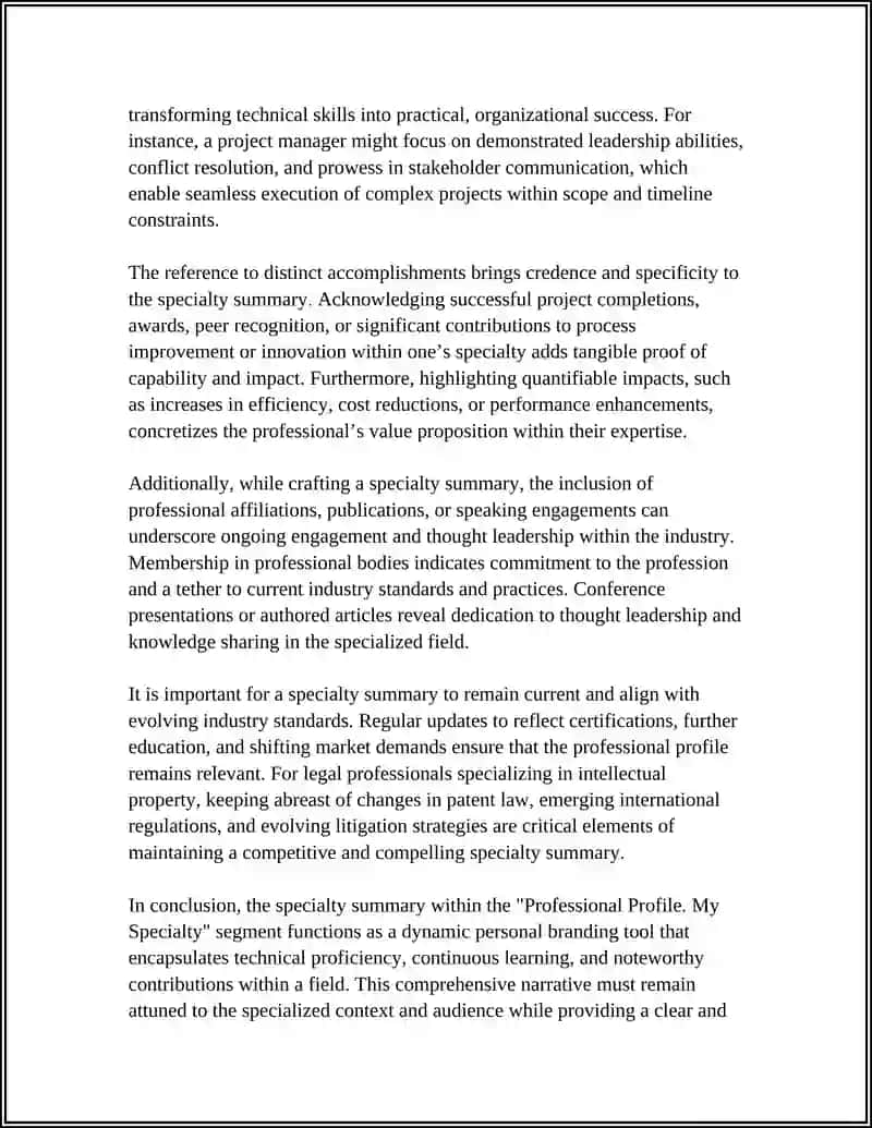 PROFESSIONAL PROFILE. MY SPECIALITY 4