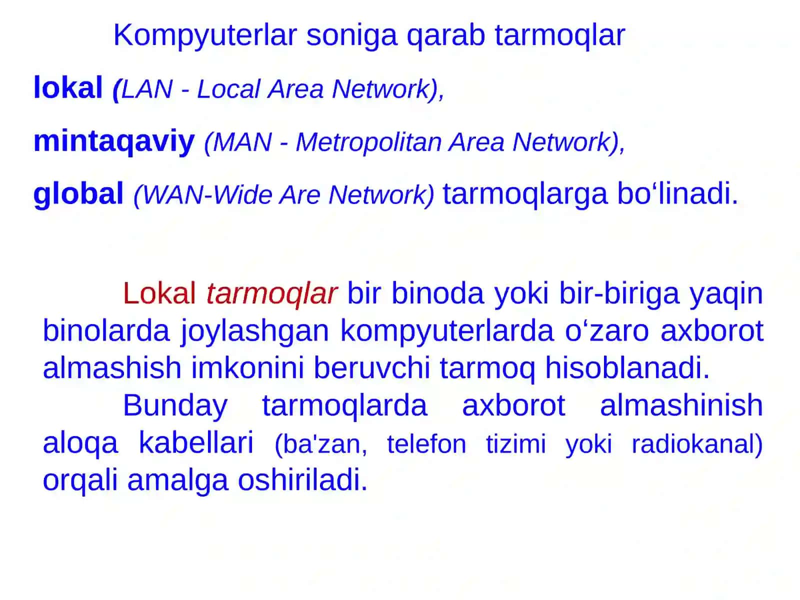 Kompyuter tarmoqlari va tarmoq texnologiyalari 4