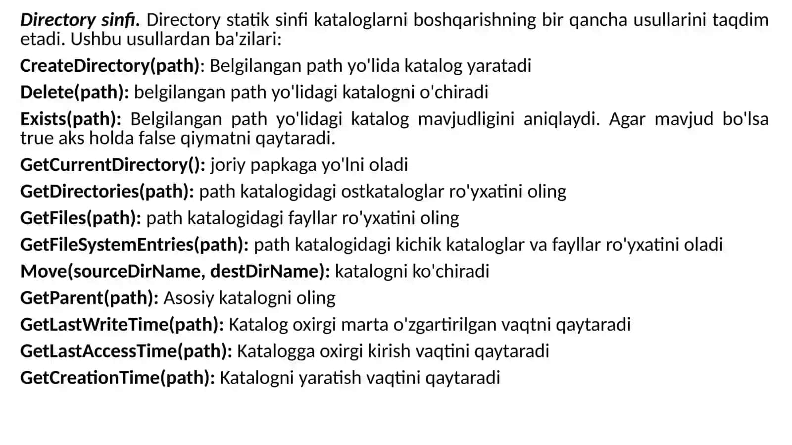 4-Ma`ruza:C# TILINING ASOSIY TUSHUNCHALARI7-dars 4