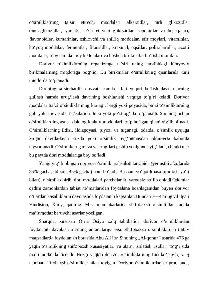 IBN SINONING DORIVOR O'SIMLIKLARI VA ULARNING DAVOLOVCHI XUSUSIYATLARI. 4