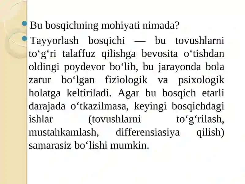 Tovushlar ustida ishlashga tayyorlash bosqichi 4