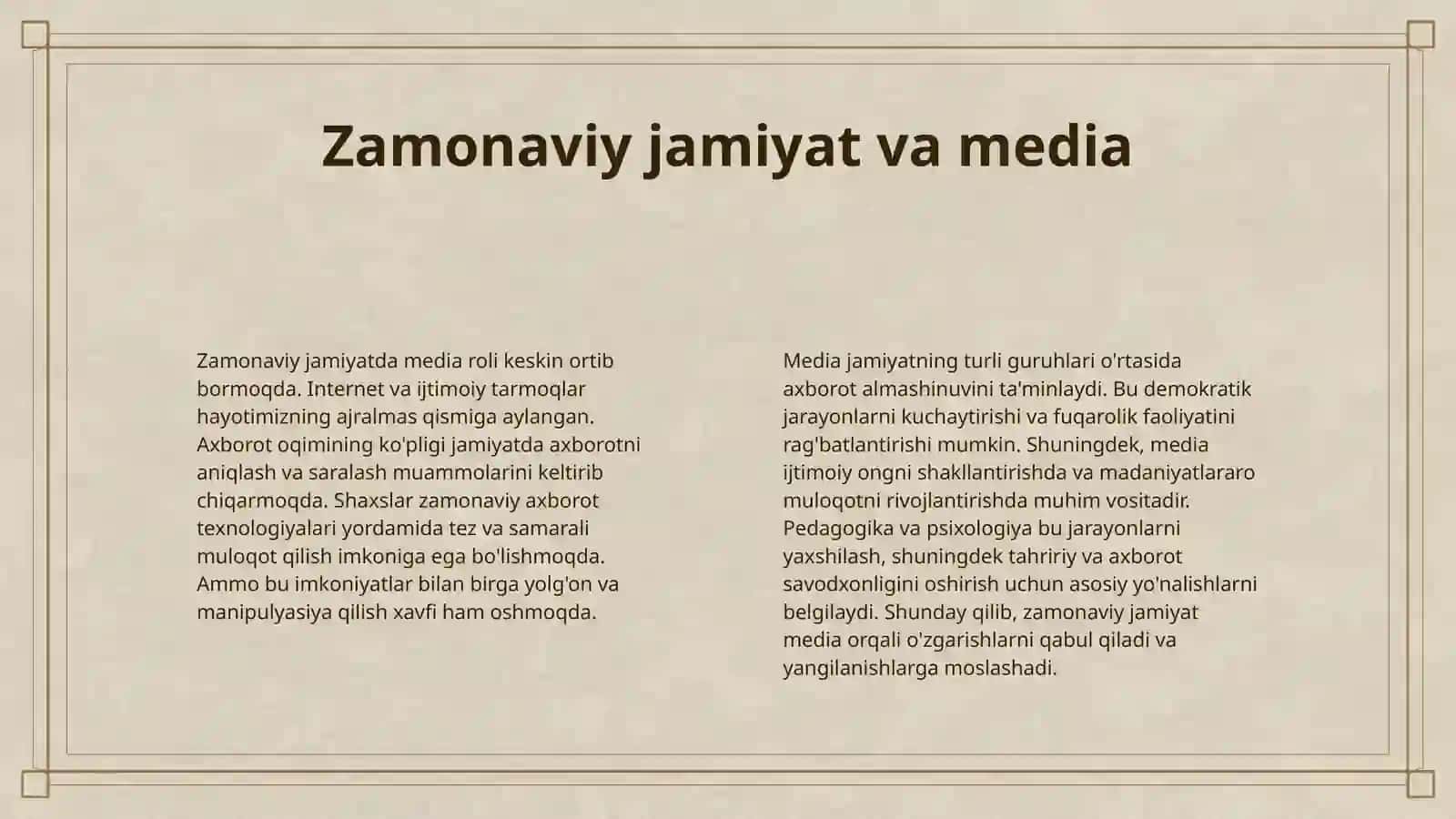 MEDIA SAVODXONLIGINI RIVOJLANTIRISH 4