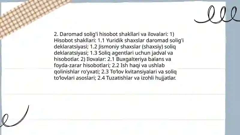 Daromad solig'i toʻgʻrisidagi hisobot 4