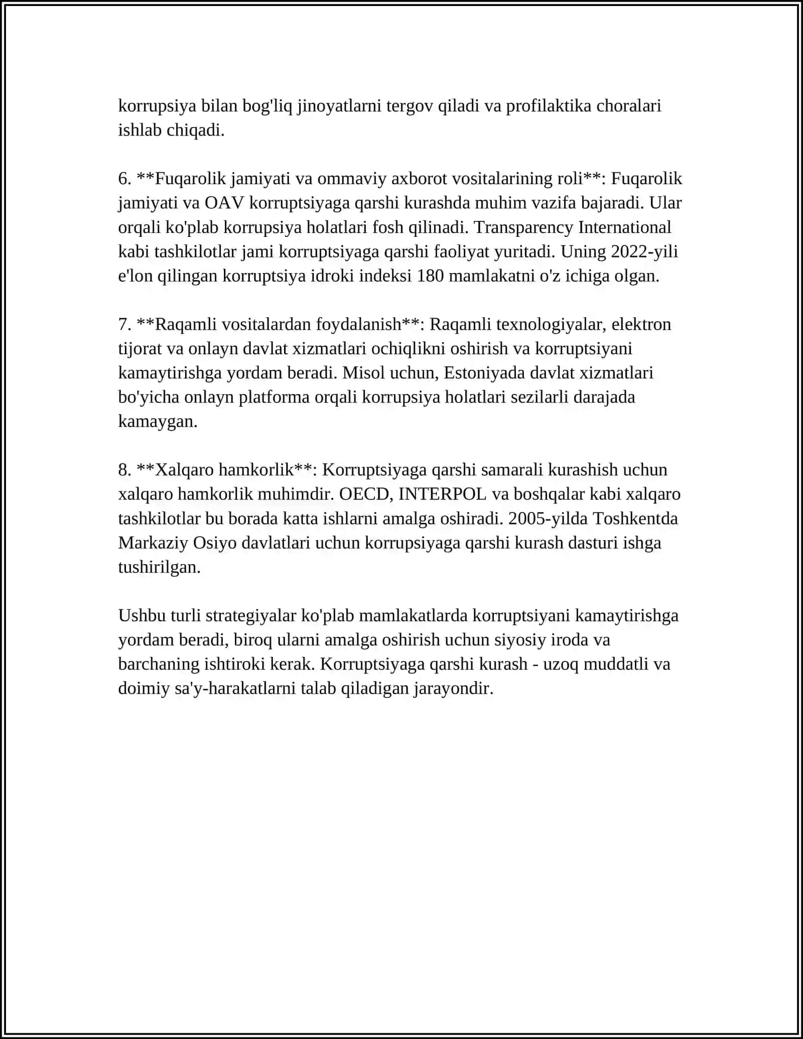 KORRUPSIYASIZ HAYOT 4
