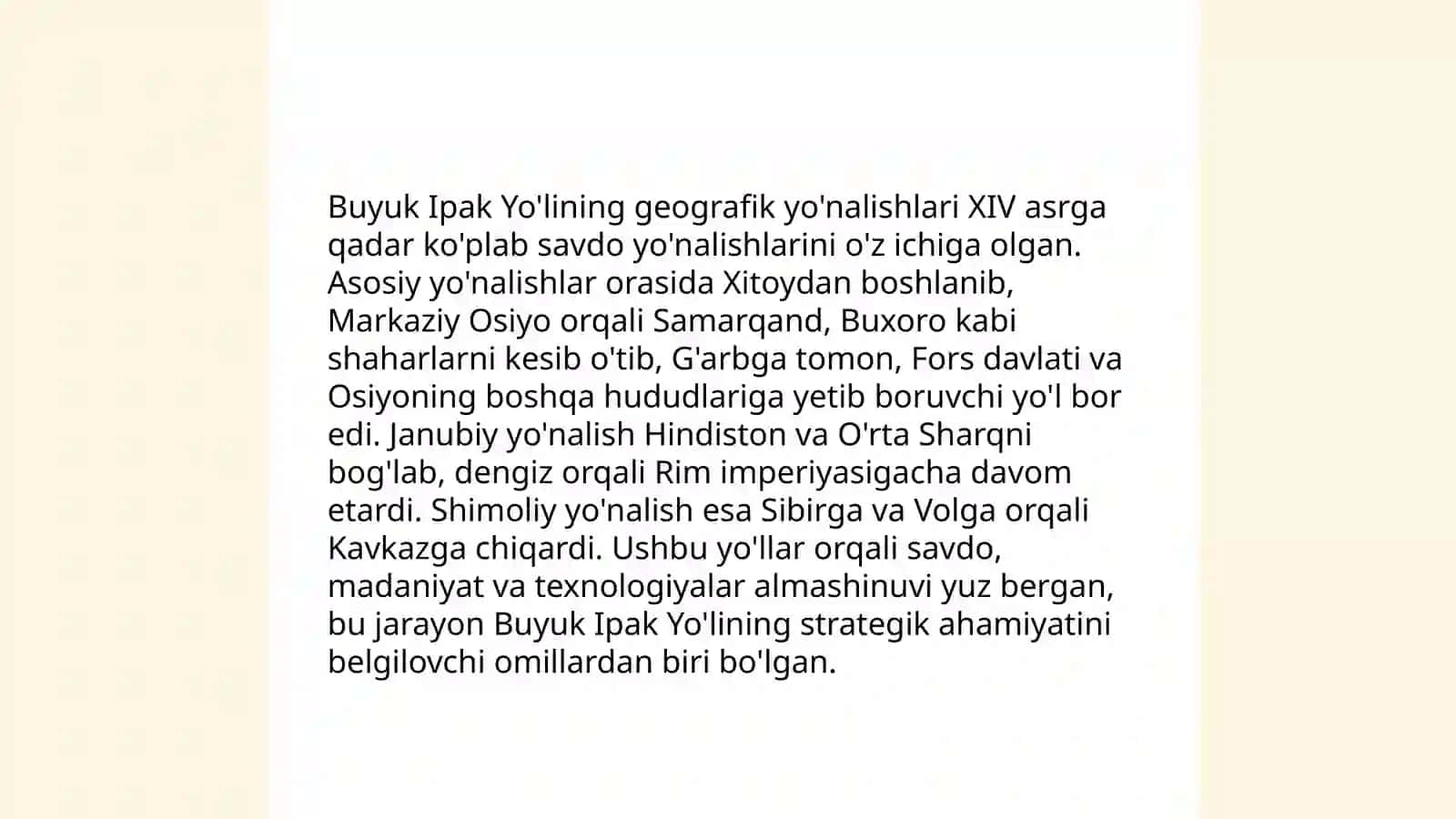 Buyuk ipak yo'li va uning insoniyat tarixidagi o'rni 4