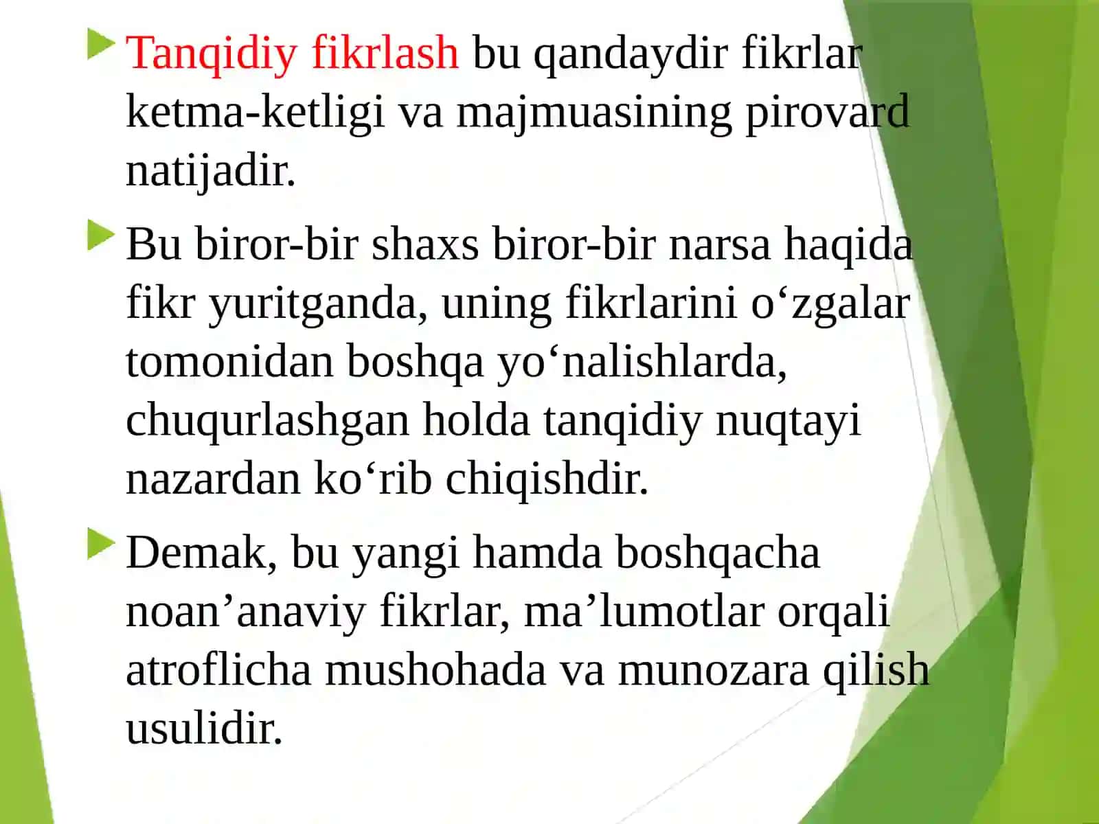 Tanqidiy fikrlashni o'stiruvchi faol metodlar 4