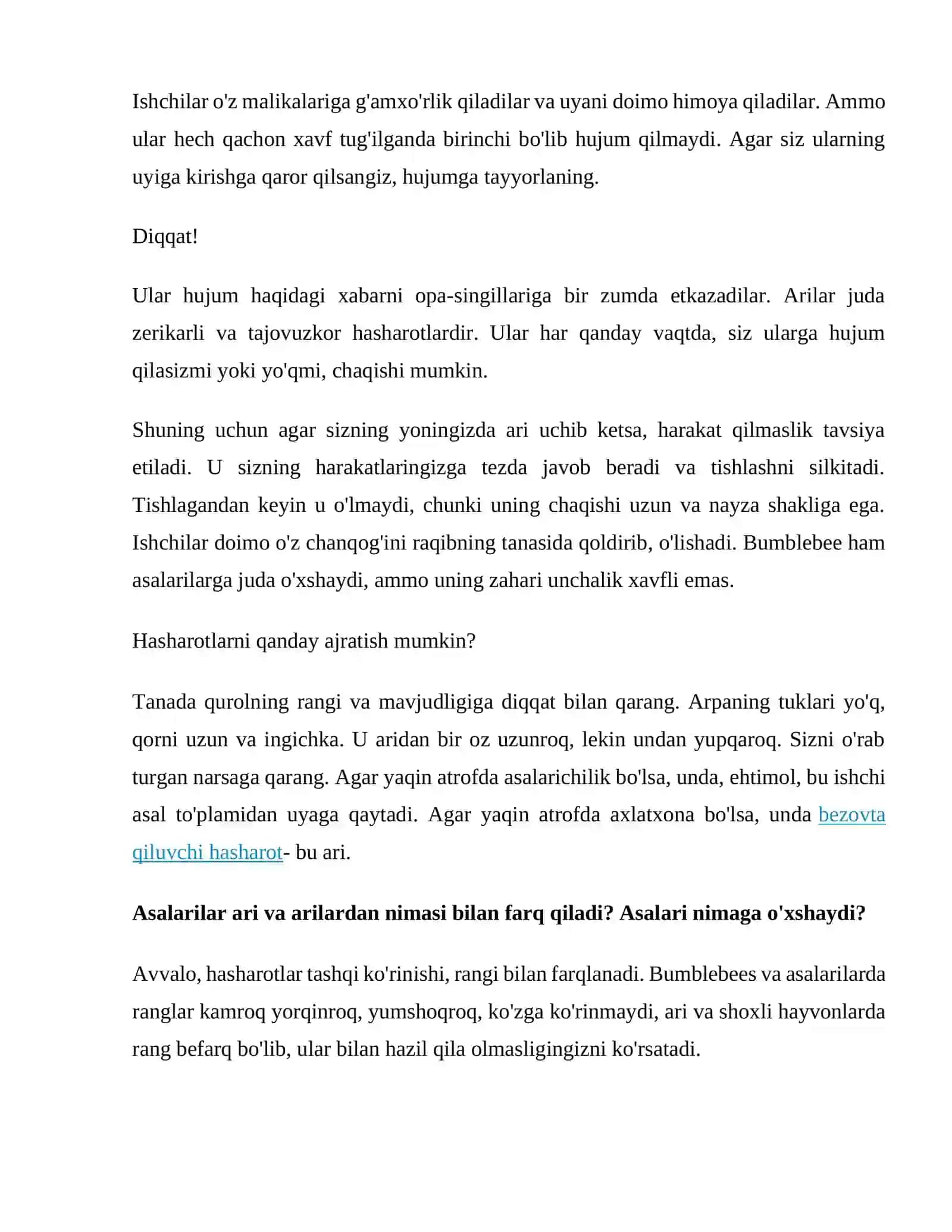 Asalarilar haqida kurs ishi 4