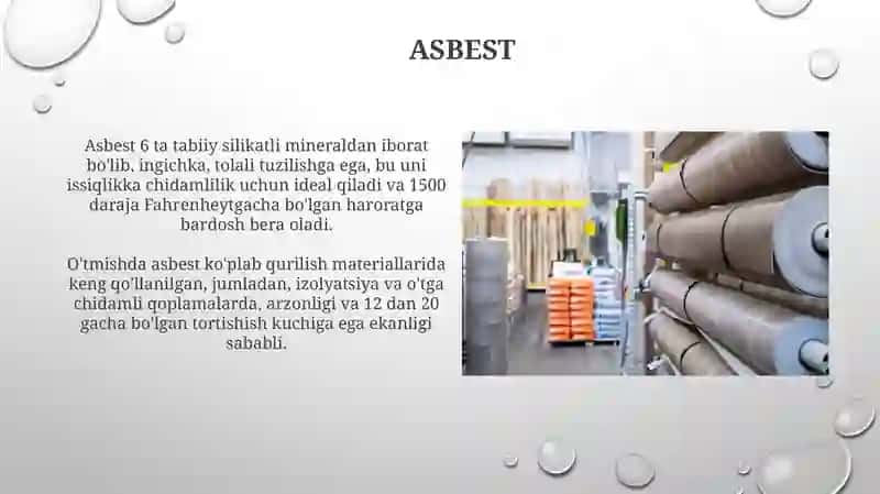 Issiqlik himoyalovchi materiallar ishlab chiqarishda ishlatiladigon xom ashyolar 4