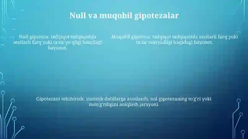Statistik Gipotezalar Va Ularni Takshirish 4