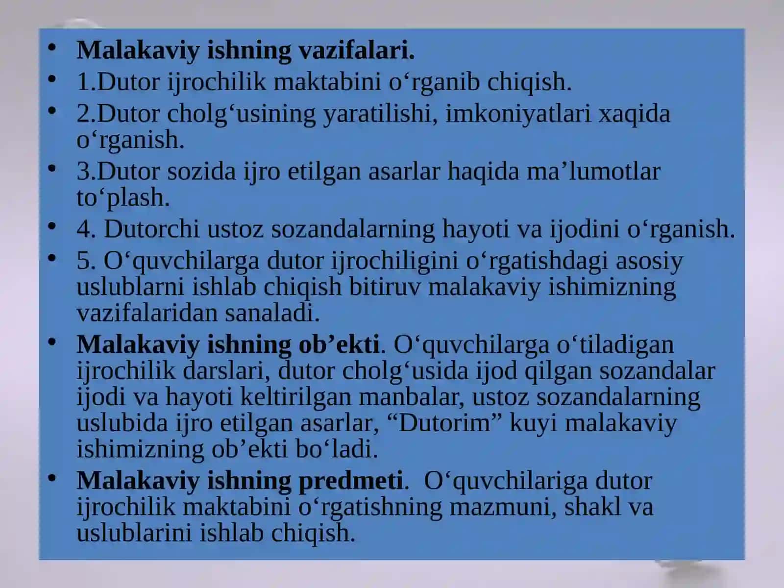 Dutorim asarini o’rgatish metodikasi 4