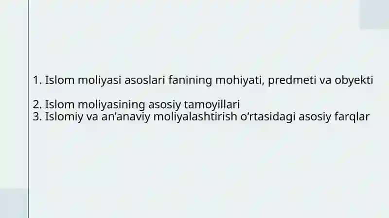 Islomiy moliyalashtirish asoslari 4