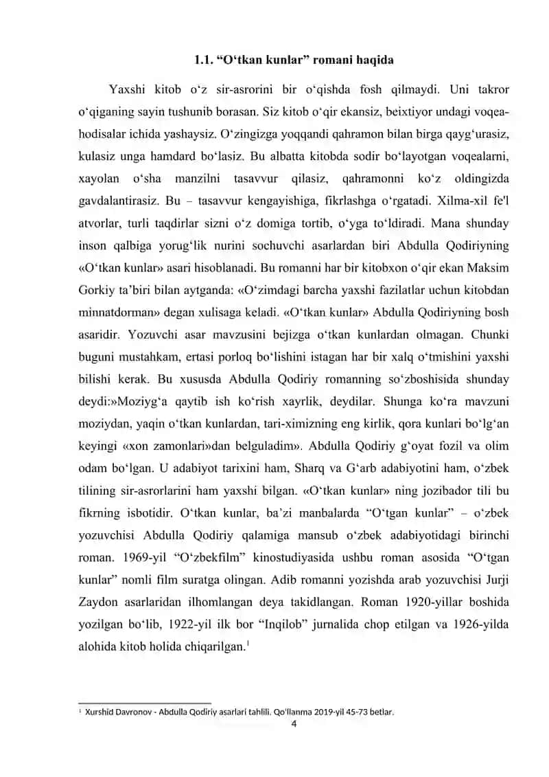“O‘tgan kunlar” romanida sevgi-muhabbat talqini 4