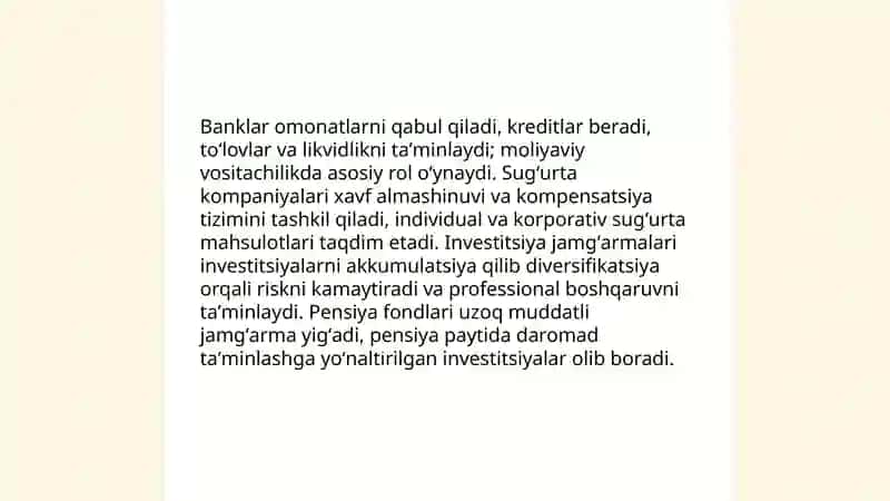 Moliyaviy vositachilarning umumiy tarkibi 4